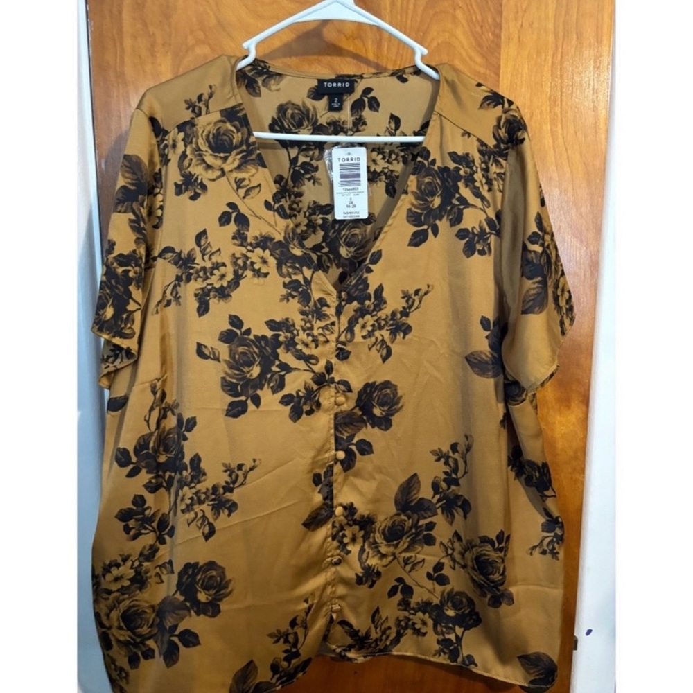 Torrid Mustard Floral Blouse